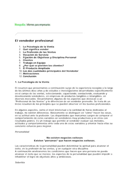 Portada del libro: El Vendedor Profesional