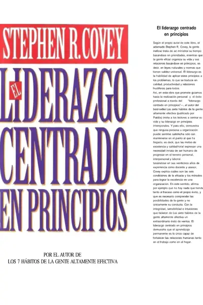 Portada del libro: El Liderazgo Centrado En Principios Stephen Covey