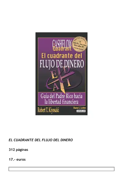 Portada del libro: Cuadrante De Flujo De Dinero