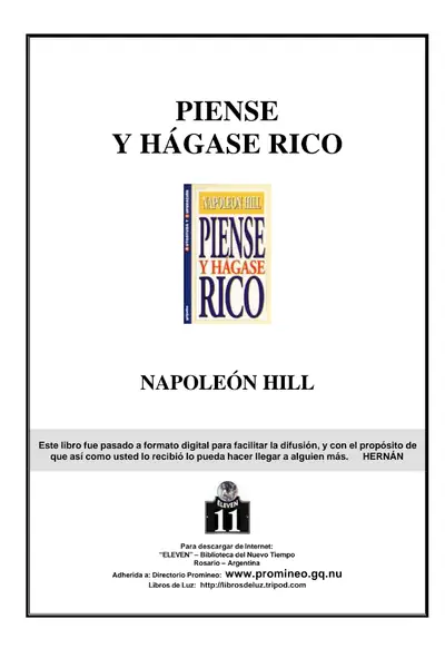Portada del libro: Admon Piense Y Hagase Rico
