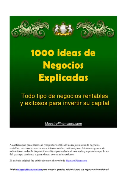 Portada del libro: 1000 Ideas De Negocios