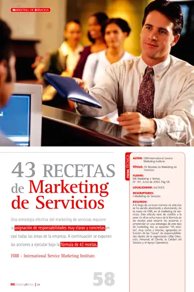 Portada del libro: 43 Recetas Marketing De Servicios