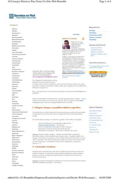 Portada del libro: 10 Consejos Practicos Para Tener Un Sitio Web Rentable