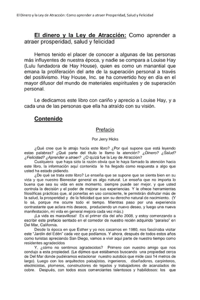 Portada del libro: El Dinero Y La Ley De Atraccion Esther Hicks