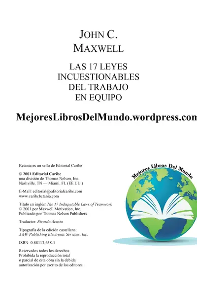 Portada del libro: 17 Leyes Incuestionables De Trabajo En Equipo John C Maxwell