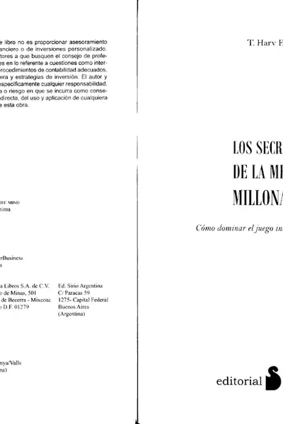 Portada del libro: Secretos De La Mente Millonaria T Harv Eker Elmistico Org