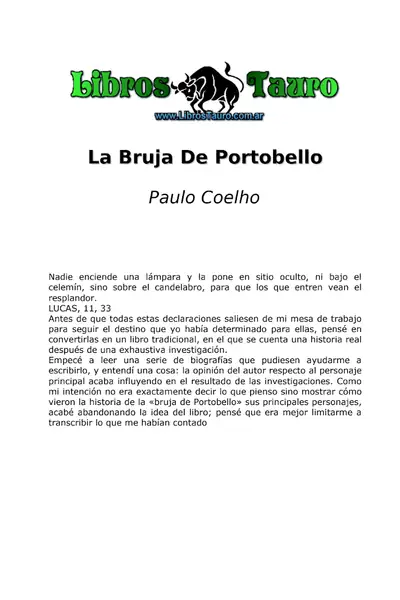 Portada del libro: La Bruja De Portobello P Coelho