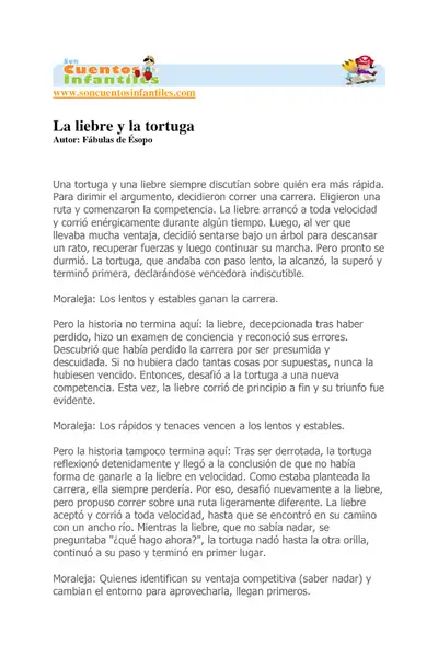 Portada del libro: La Liebre Y La Tortuga