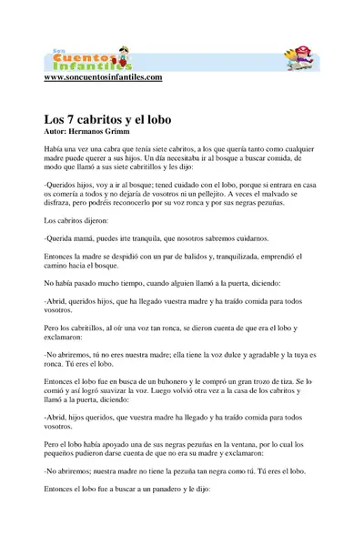 Portada del libro: Los Siete Cabritos Y El Lobo