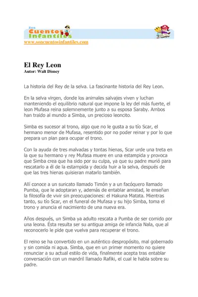 Portada del libro: El Rey Leon