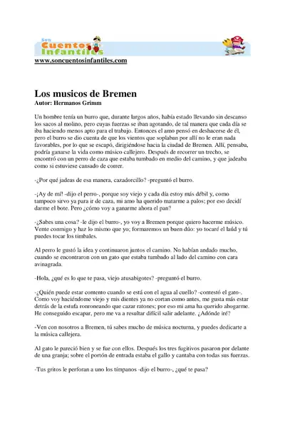 Portada del libro: Los Musicos De Bremen