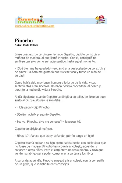 Portada del libro: Pinocho