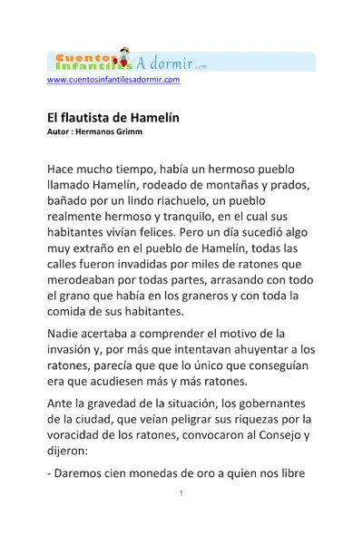 Portada del libro: El Flautista De Hamelin