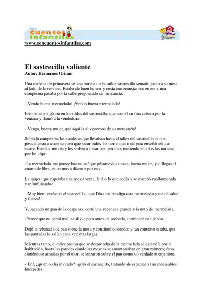 Portada del libro: El sastrecillo valiente