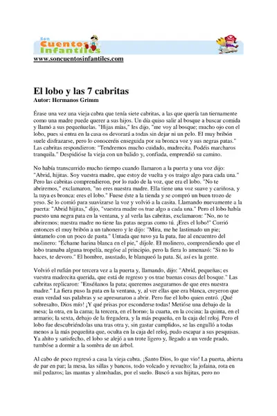 Portada del libro: El Lobo Y Las Siete Cabritas