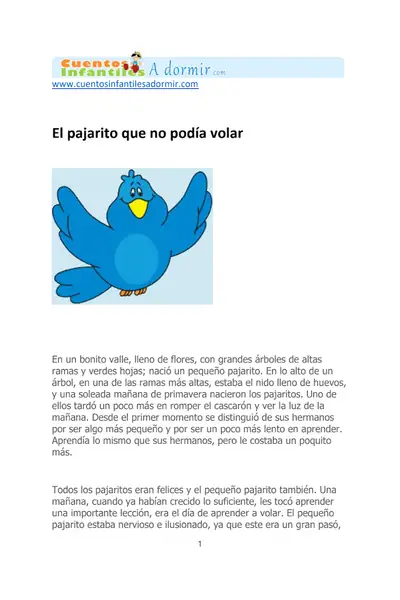 Portada del libro: El Pajarito Que No PodíA Volar