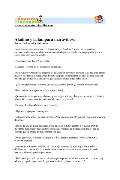 Portada del libro: Aladino Y La Lampara Maravillosa