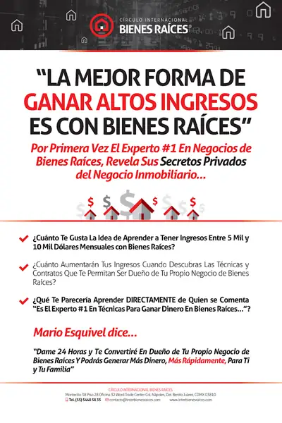 Portada del libro: La Mejor Forma De Ganar Altos Ingresos Es Con Bienes Raices Mario Esquivel