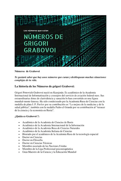 Portada del libro: Grigori Grabovoi 1 La Historia De Los NúMeros De Grigori Grabovoi 1 · VersióN 1
