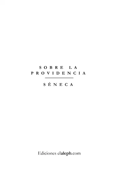 Portada del libro: Seneca Sobre La Providencia