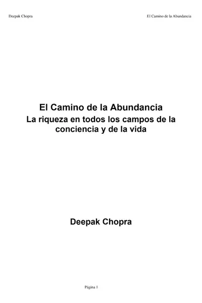 Portada del libro: Deepak Chopra El Camino De La Abundancia