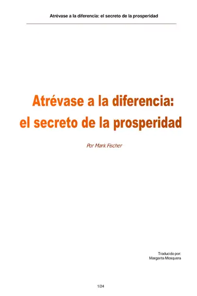 Portada del libro: El Secreto De La Prosperidad Mark Fischer