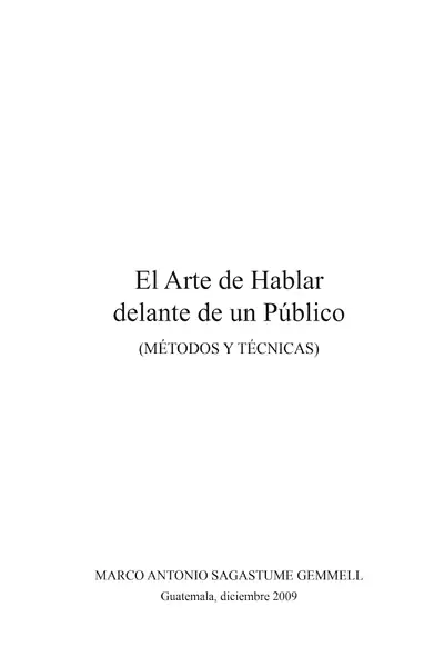 Portada del libro: Como Hablar En Publico Marco Antonio