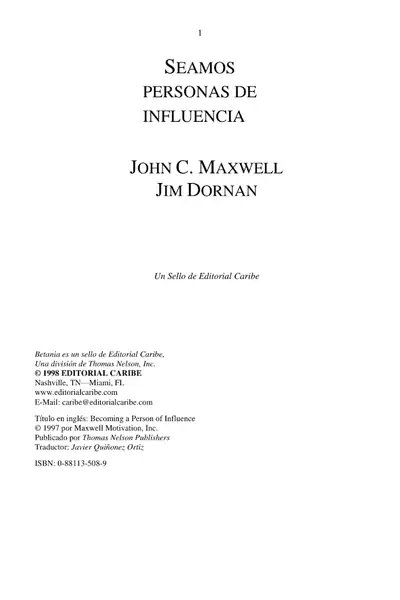 Portada del libro: Seamos Personas De Influencia John C Maxwell
