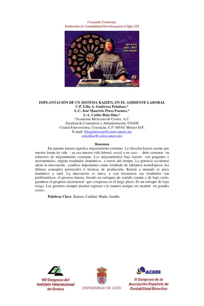 Portada del libro: Inplantacion Del Kaizen
