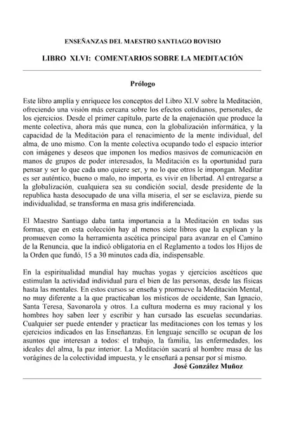 Portada del libro: Bovisio Santiago Comentarios Sobre Meditacion