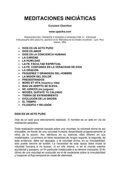 Portada del libro: 2280 Chevillon Constant Meditaciones Iniciaticas Elmistico Org