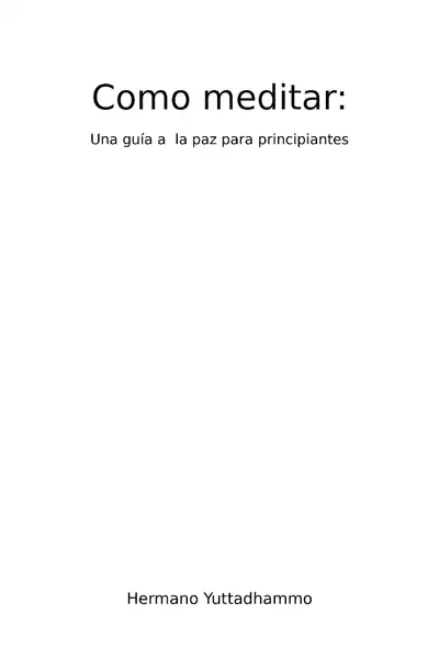 Portada del libro: Como Meditar