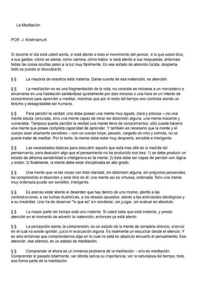 Portada del libro: La Meditacion