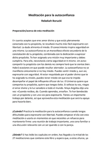 Portada del libro: MeditacióN Para La Autoconfianza Rebekah Borucki