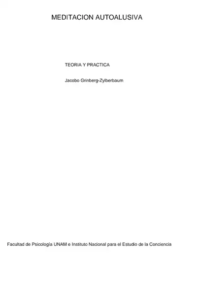 Portada del libro: Grinberg Jacobo Meditacion Autoalusiva