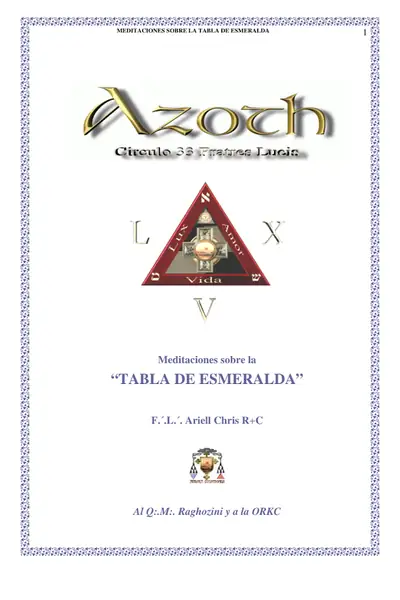 Portada del libro: Chris Ariel Meditaciones Sobre La Tabla De Esmeralda