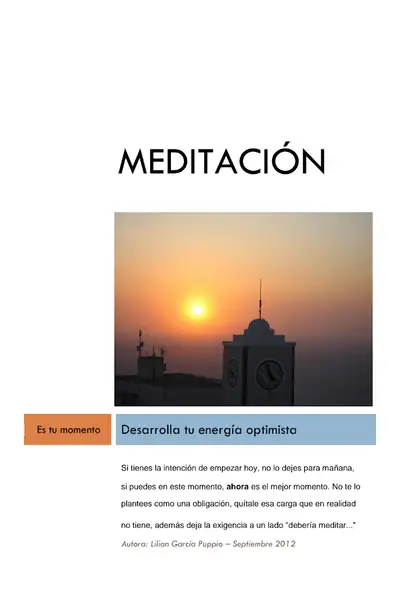 Portada del libro: Meditacion Llave Al Optimismo