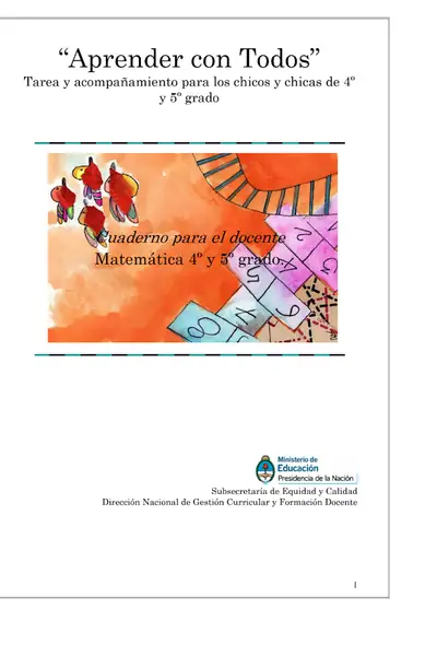 Portada del libro: 5º Aprender Con Todos Matematica Docentes