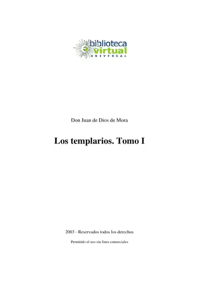 Portada del libro: Los Templarios Tomo I