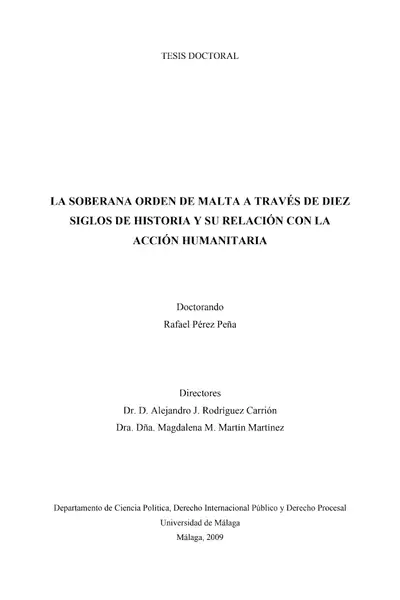 Portada del libro: Tesis Orden De Malta A TravéS De Diez Siglos