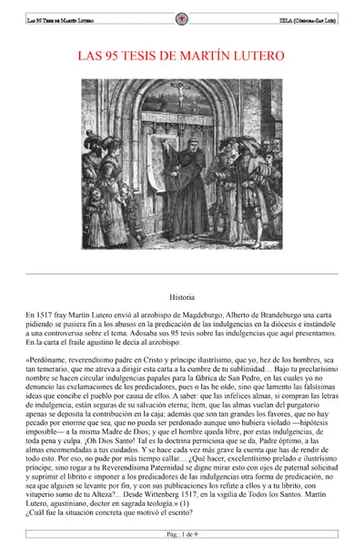 Portada del libro: La 95 Tesis De Martin Lutero