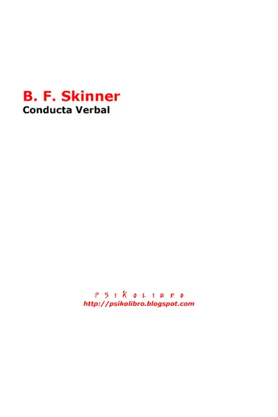 Portada del libro: 3 B F Skinner Conducta Verbal