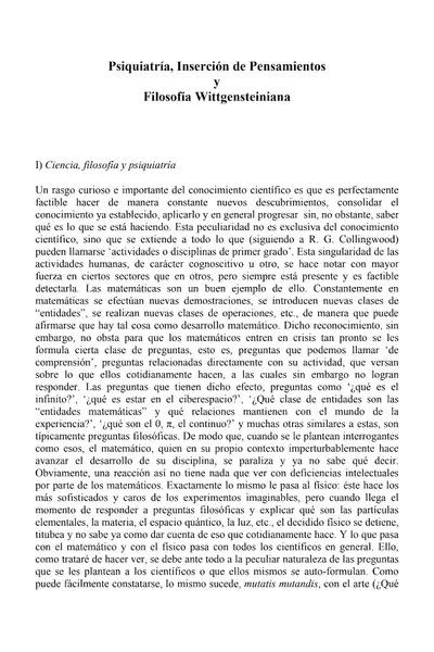 Portada del libro: Psiquiatria Pensamiento Y Wittgenstein