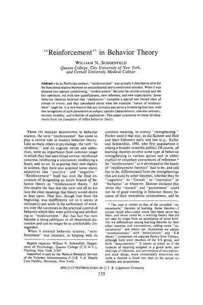 Portada del libro: Reinforcement In Behavior Theory