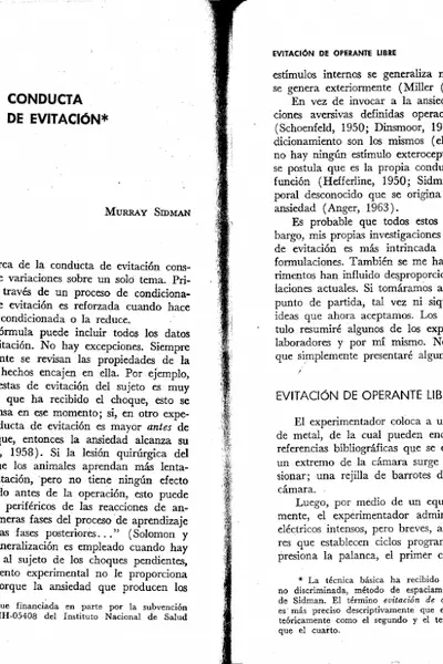 Portada del libro: Sidman Conducta De EvitacióN