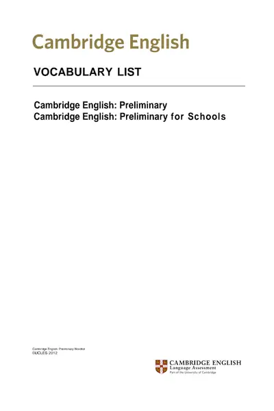 Portada del libro: B1 Examen Pet Vocabulario