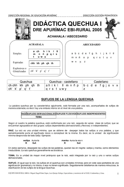 Portada del libro: Didacticaquechua