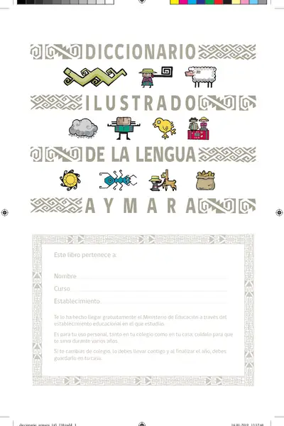 Portada del libro: Diccionario Aymara 145 230