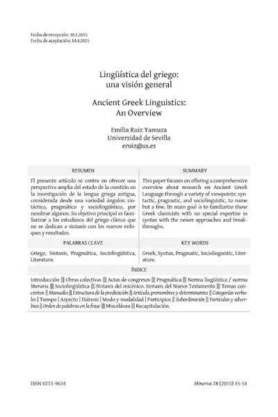 Portada del libro: Dialnet Linguisticadelgriego 5315774
