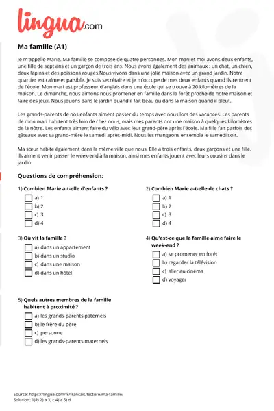 Portada del libro: Francais Texte Ma Famille